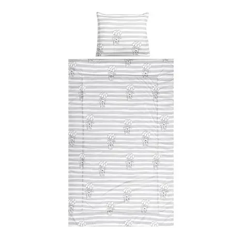 Set lenjerie pat 3 piese Lorelli Cosy Striped Grey, bumbac ranforce