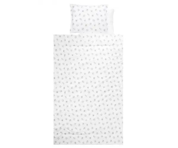 Set lenjerie pat 4 piese bumbac ranforce Abstract Leaves Grey Beige