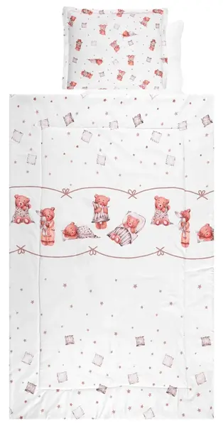 Set lenjerie pat 4 piese bumbac Ranforce, Lorelli, Bears Pillows Beige