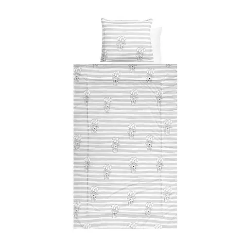 Set lenjerie pat 4 piese Lorelli Grey Striped, bumbac ranforce