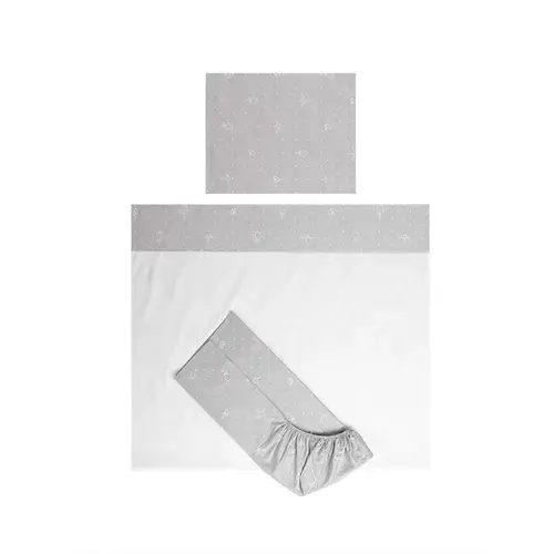 Set lenjerie pat 60 x 120 cm Lorelli Tiny Dream, 3 piese, bumbac ranforce, Gri