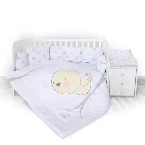 Set lenjerie pat 8 piese Lorelli Trend Chicken, bumbac ranforce