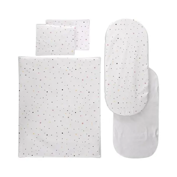 Set lenjerie pentru carucior Lorelli Happy Friends Mint cu 6 piese si protectie impermeabila