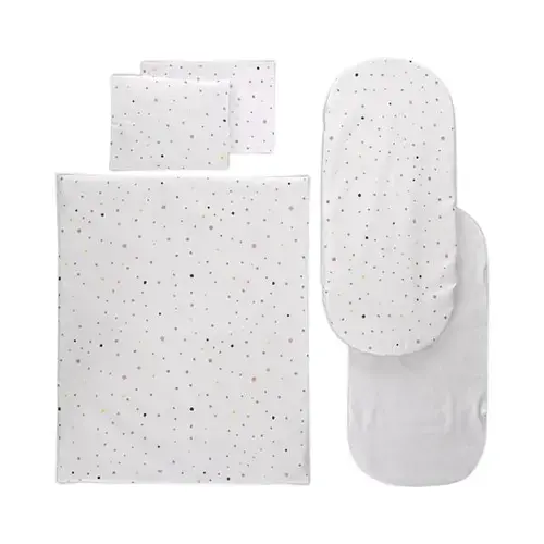 Set lenjerie pentru carucior Lorelli Happy Friends Mint, cu protectie impermeabila, 6 piese