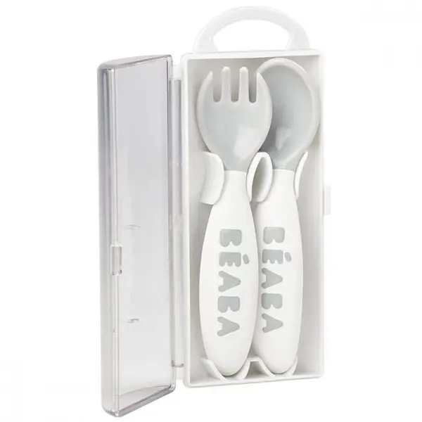Set lingurita si furculita ergonomica Gri