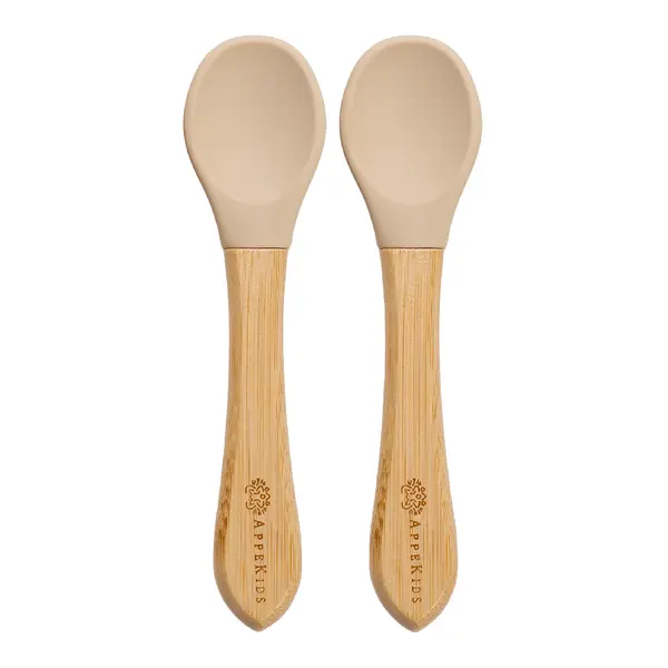 Set lingurite din bambus, 6 luni+, Bubble Beige, Appekids