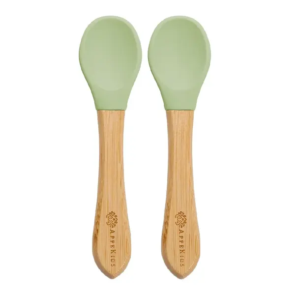 Set lingurite din bambus, 6 luni+, Raw Green, Appekids