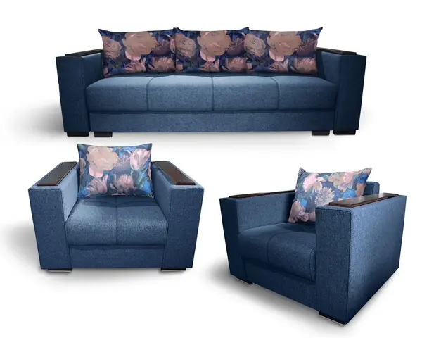 Set living canapea cu 2 fotolii 3+1+1 Solis N77 Albastru inchis