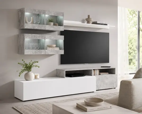 Set Living Light Alb Lucios 210x45x170 cm