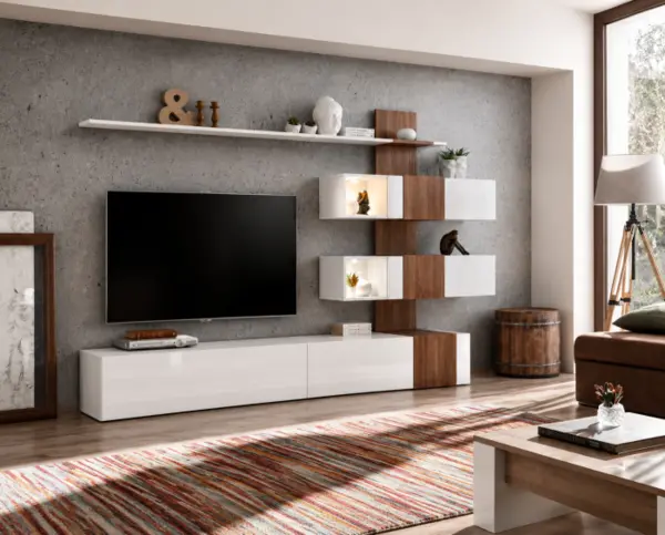 Set Living Quill Alb Lucios Nuc 250x40x160 cm