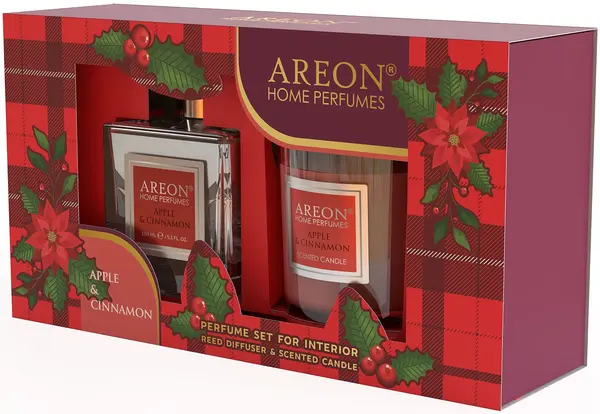 Set lumanari parfumate Areon Classic - Cu bețișoare de tămâie, Apple & Cinnamon