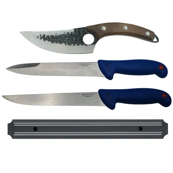 Set macelarie DEPOX , cutite bucatar, injunghiat si suport magnetic, otel inoxidabil