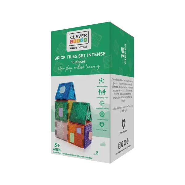 Set magnetic de construit Brick Tiles 16 piese, Cleverclixx
