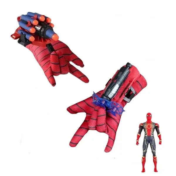 Set Manusi proiectile burete, figurina si ventuze Spiderman,DEPOX , Rosu