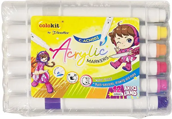 Set markere acrilice Colokit - 12 culori