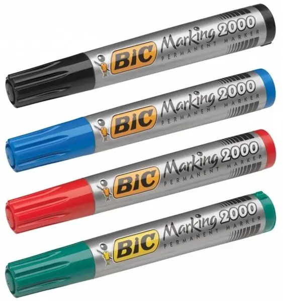 Set markere permanente BIC - Marking, varf rotund, 4 buc