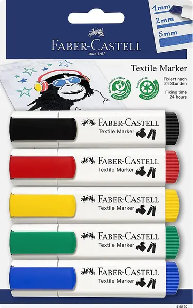 Set markere textile Faber-Castell - 5 culori