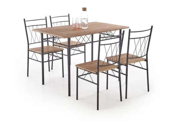 Set masa + 4 scaune Faust stejar natur/negru