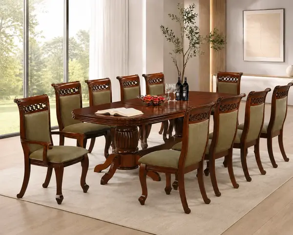 Set masa ACELIA cu 10 Scaune Antique Cherry