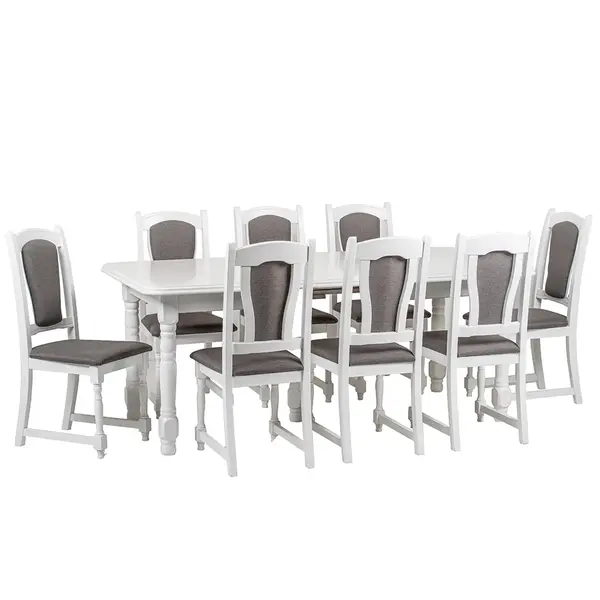Set masa cu 8 scaune dining Regal alb, 200 280 x 100 x 80 cm
