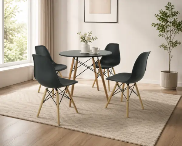 Set masa DA151BK cu 4 scaune 80x75 cm DA232BK 46x55x83 cm