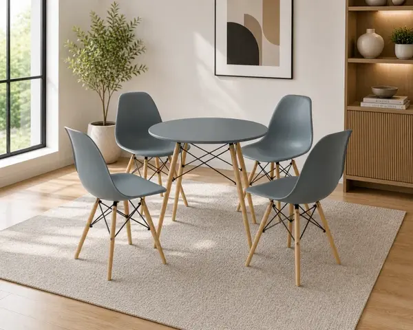 Set masa DA151Grey cu 4 Scaune 80x75 cm DA232 Grey 46x55x83 cm