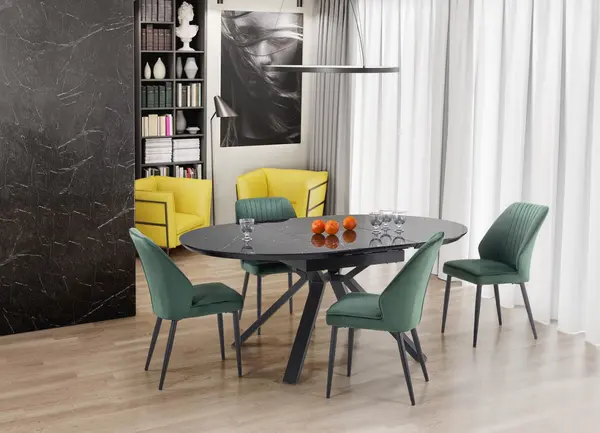 Set masa extensibila Vertigo 130-180 cm + 4 scaune K432 verde