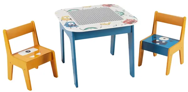 Set masă pentru copii din lemn cu 2 scaune Ginger Home - Lego Monster