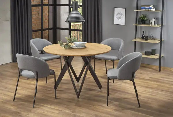 Set masa rotunda Mozambik ø120 cm + 4 scaune K373 gri