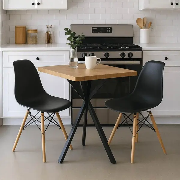 Set masa si scaune 3 buc Mingle Negru 70x70x82 cm
