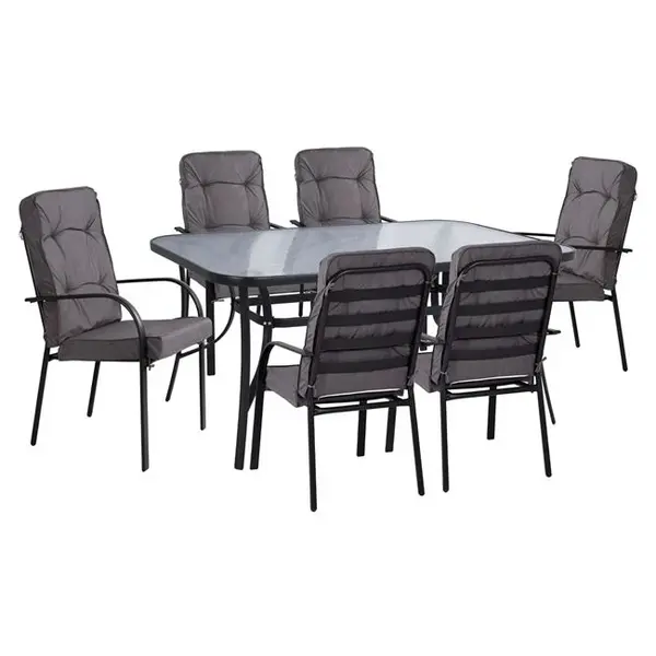 Set masa si scaune AMIRA 160x90x72cm - Gri inchis