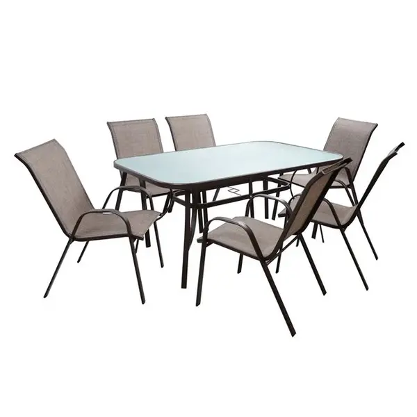 Set masa si scaune CUNEO 160x90x72cm - Maro