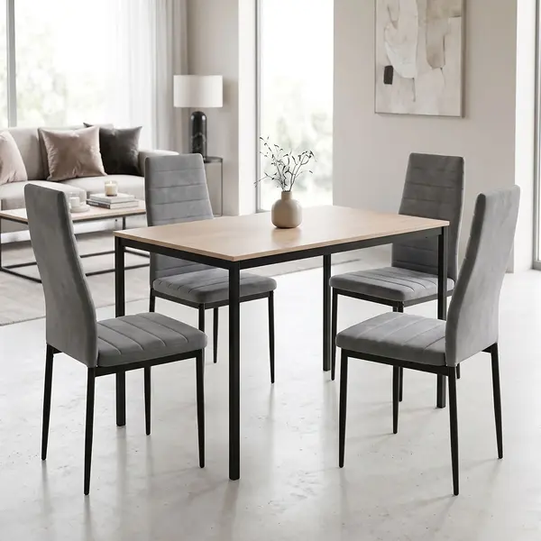 Set masa si scaune dining, 5 buc, Parker Faragio, Pako, Gri 120x75x75 cm