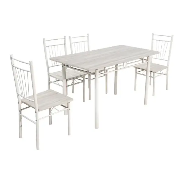 Set masa si scaune dining 5 buc. Roza, Alb, 110x60x90 cm
