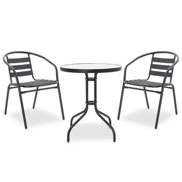 Set Masa si Scaune Gradina Tade-Watson 3 Piese Negru