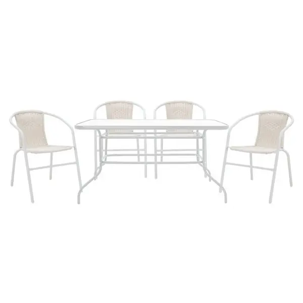 Set Masa si Scaune Gradina Valor-Obbi 5 Piese Alb