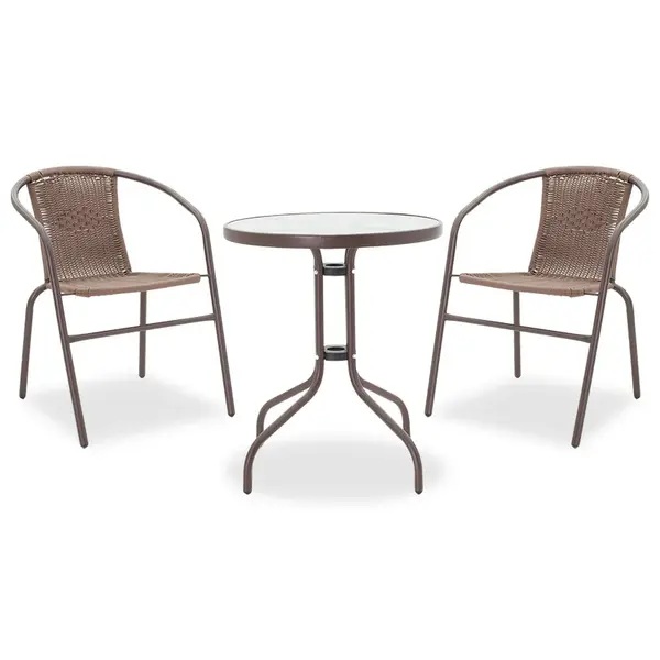Set Masa si Scaune Gradina Watson-Obbi 3 Piese, Maro, 60x60x70 cm