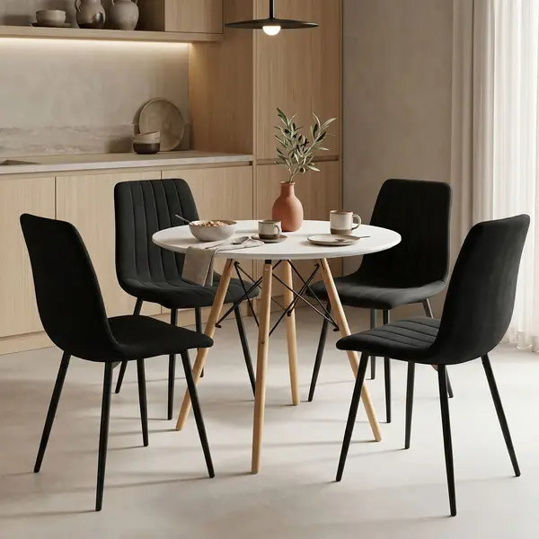 Set masa si scaune Julita-Noor, Gri inchis-Alb-Gri, 80x73 cm