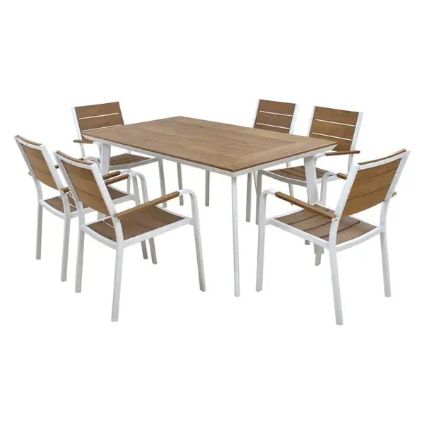 Set masa si scaune PADANA 160x92x72 cm - Alb