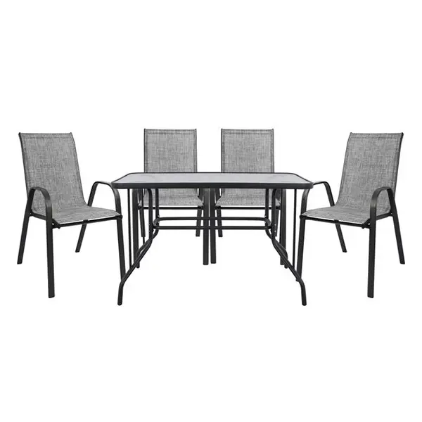 Set masa si scaune PAVIA 110x60x71 cm - Gri inchis