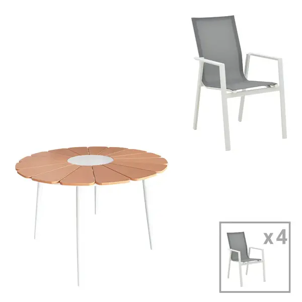 Set masa si scaune Pinap-Dashiell, 5 piese, Negru, 110x110x74 cm