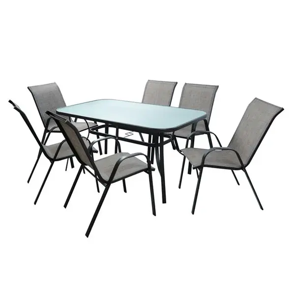 Set masa si scaune RIMINI 150x90x71 cm - Gri inchis