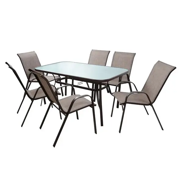 Set masa si scaune RIMINI 150x90x71 cm - Maro