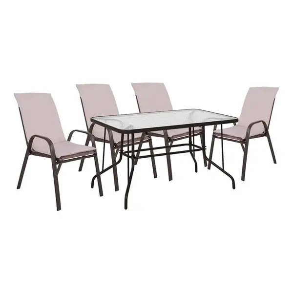 Set masa si scaune VOXA 120x70 cm - Maro