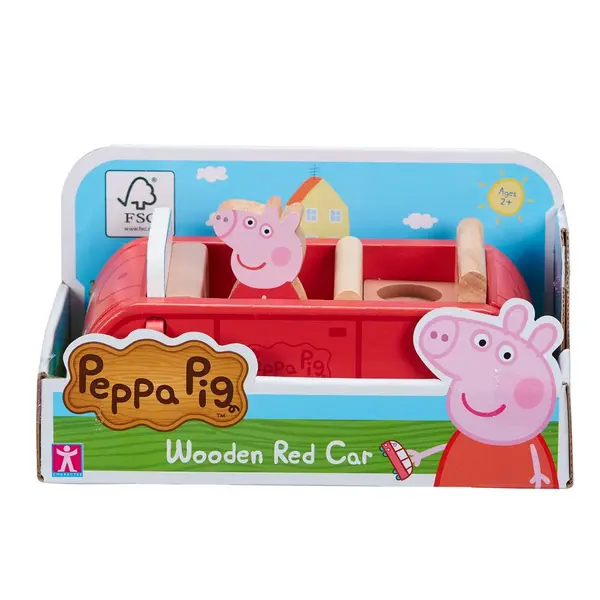 Set masinuta din lemn cu figurina, Peppa Pig