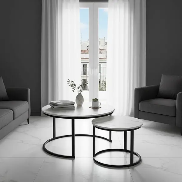 Set Masuta de cafea 2 buc Solme I Alb 80x80x45 cm