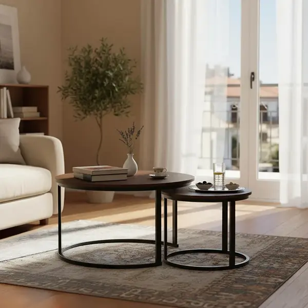 Set Masuta de cafea 2 buc Solme I Nuc 80x80x45 cm
