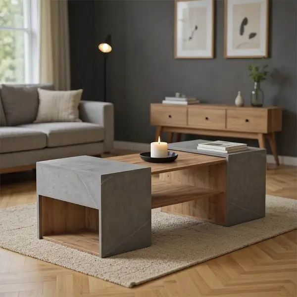 Set Masuta de cafea 3 buc Morfi Maro 105x45x37 cm