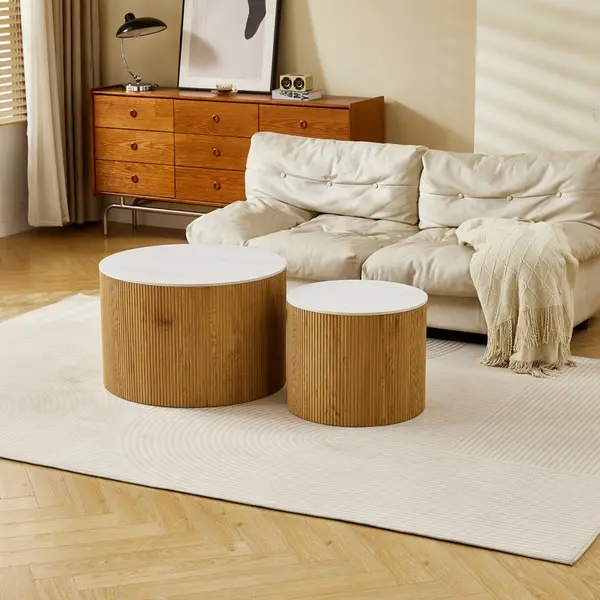 Set masute de cafea, 2 buc, Nelba, Pako, Alb 70x70x50 cm