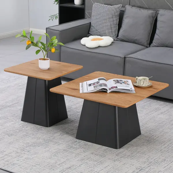 Set masute de cafea, 2 buc, Square, Pako, Negru 70x70x40.5 cm